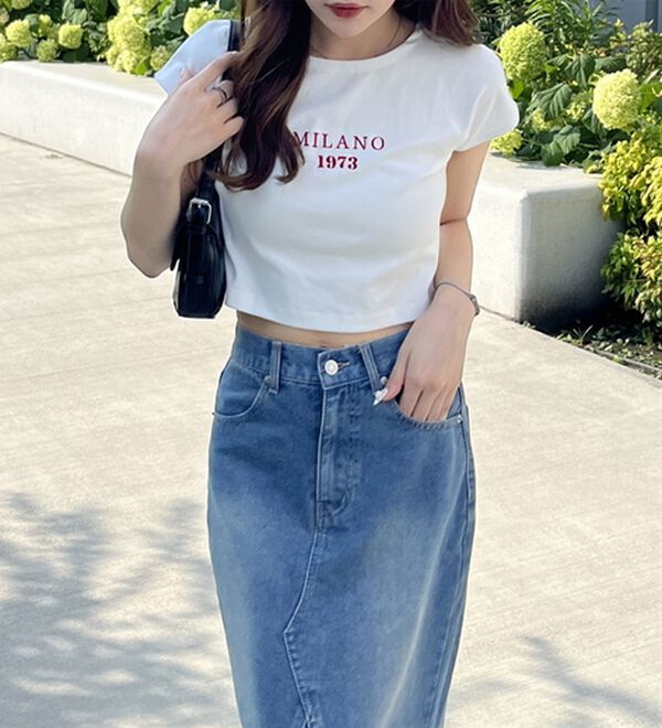 GeeRA（ジーラ）の「刺しゅうロゴコンパクトＴシャツ（カットソー）」｜詳細画像