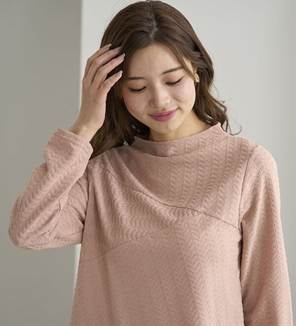 BELLUNA（ベルーナ）の「波柄ジャカード切替デザインプルオーバー（カットソー）」｜詳細画像