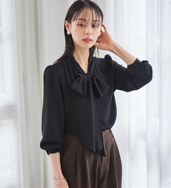 RANAN（ラナン）の「【UV・イージーケア機能付】ボウタイリボンブラウス（ブラウス）」｜詳細画像