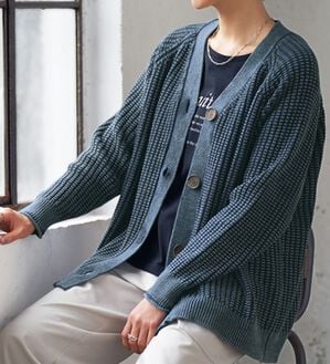 BELLUNA（ベルーナ）の「ビンテージ風コットン１００％ゆったりカーディガン（ニットカーディガン）」｜詳細画像