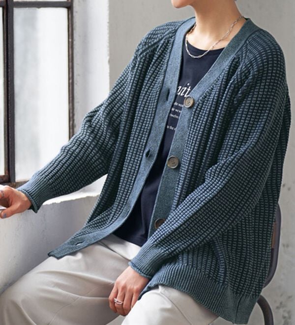 BELLUNA（ベルーナ）の「ビンテージ風コットン１００％ゆったりカーディガン（ニットカーディガン）」｜詳細画像