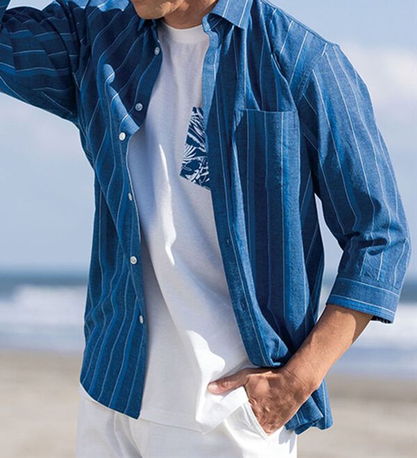 「ひんやり綿麻即戦力アンサンブルセット（メンズシャツ）」｜詳細画像