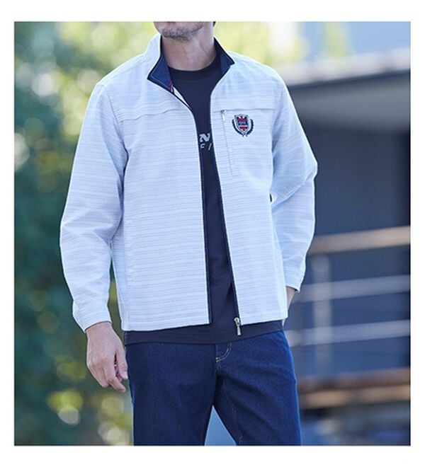 「＜ダンロップ・リファインド＞羽織ってお洒落な裏ボーダージャケット（メンズジャケット）」｜詳細画像