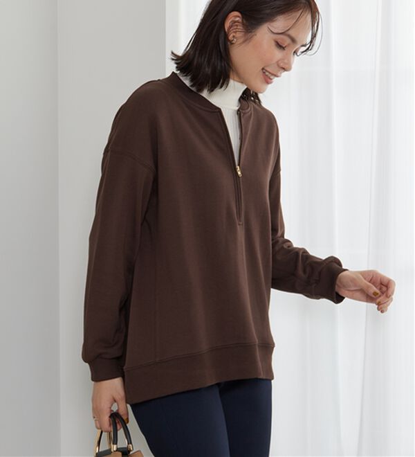 BELLUNA（ベルーナ）の「リブ使いハーフジップ裏毛プルオーバー（カットソー）」｜詳細画像