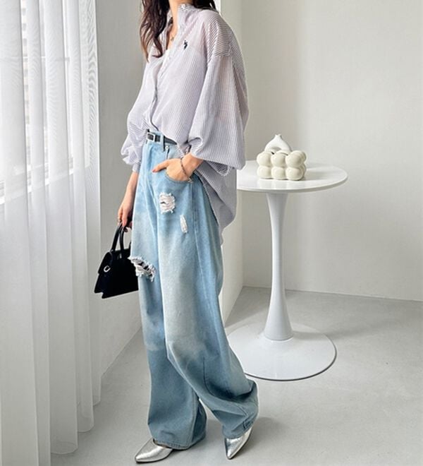 GeeRA（ジーラ）の「【Ｕ．Ｓ．　ＰＯＬＯ　ＡＳＳＮ．】バンドカラーシアーシャツ（シャツ）」｜詳細画像