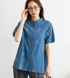 BELLUNA（ベルーナ）の「【Ｌａｇｒｉｌｕａ】花柄刺しゅうデザインチュニック（チュニック）」｜ブルー