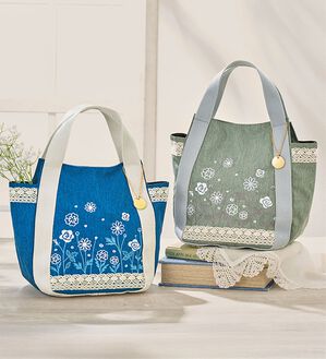 「刺繍とレースの華やか手提げ（トートバッグ）」｜詳細画像