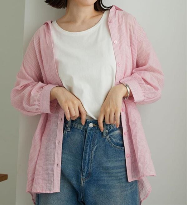 BELLUNA（ベルーナ）の「綿混テンセルぽこぽこシアーシャツチュニック（チュニック）」｜詳細画像