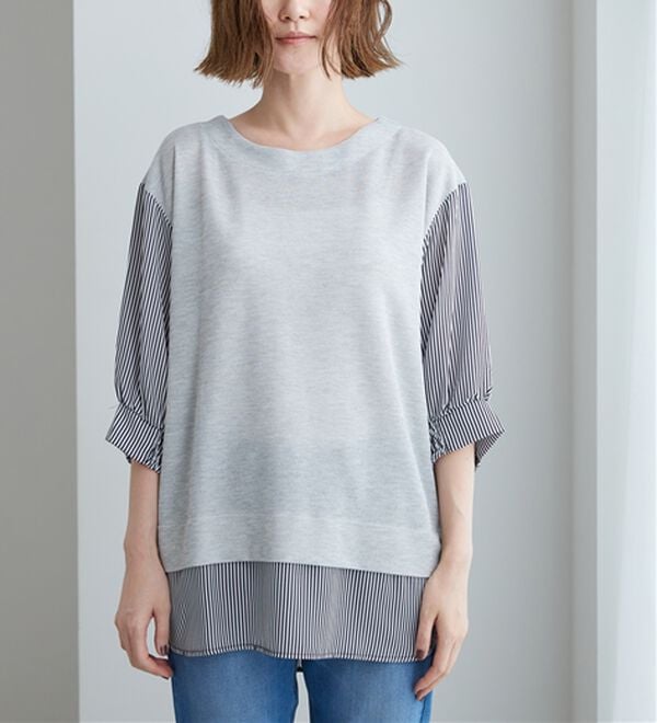 BELLUNA（ベルーナ）の「ラメ調素材シャツフェイクチュニック（チュニック）」｜詳細画像