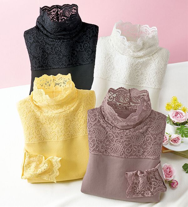 BELLUNA（ベルーナ）の「レース使い吸湿発熱プルオーバー（カットソー）」｜詳細画像