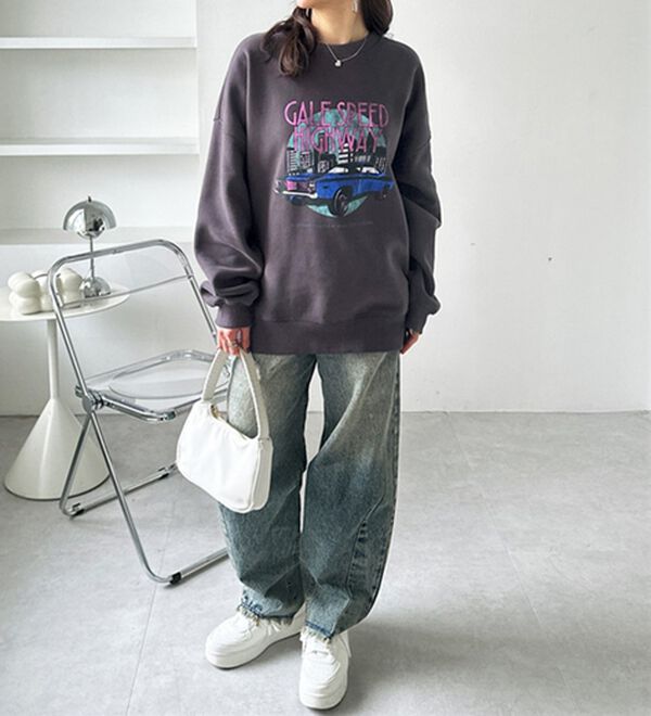 GeeRA（ジーラ）の「ラフィックヴィンテージ風裏起毛スウェット（カットソー）」｜詳細画像