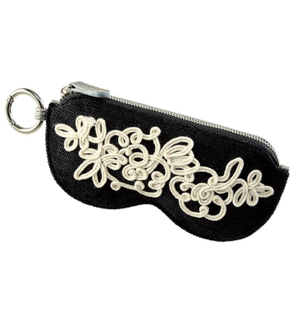 BELLUNA（ベルーナ）の「＜ＬＡＺＹ　ＳＵＳＡＮ＞花柄コード刺しゅうメガネケース（財布・パスケース）」｜ブラック