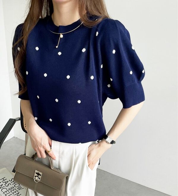 GeeRA（ジーラ）の「ドット柄ジャガードトップス（ニット・セーター）」｜詳細画像