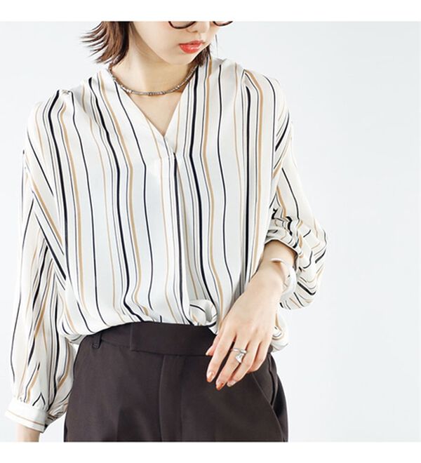 GeeRA（ジーラ）の「シルエットきれい！上品7分袖デザインブラウス（ブラウス）」｜詳細画像