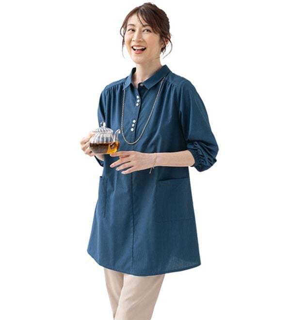 ルフラン（ルフラン）の「【３色組】大活躍！アイロンいらずのかっぽうシャツ（ホームウェア）」｜詳細画像