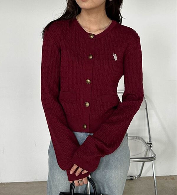 RANAN（ラナン）の「＜Ｕ．Ｓ．Ｐ＞ゴールド調ボタン刺繍ケーブルカーディガン（ニット・セーター）」｜詳細画像