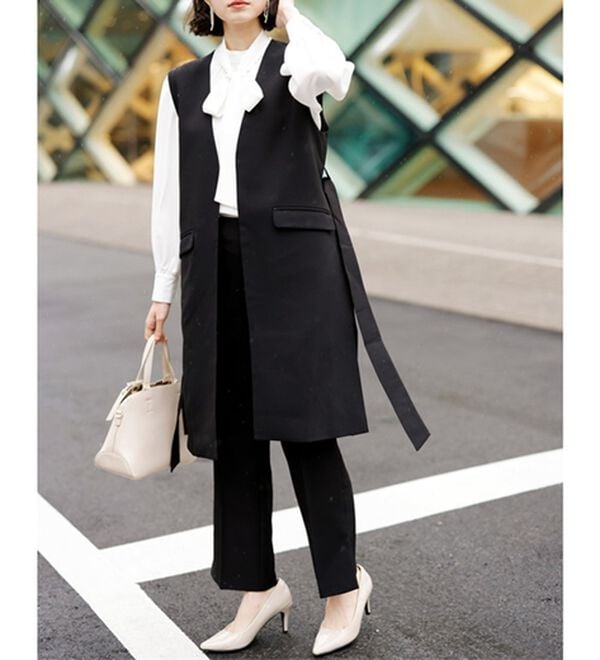 GeeRA（ジーラ）の「【２点セット】ロングジレセットアップスーツ（パンツスーツ）」｜詳細画像