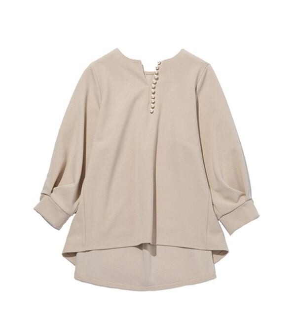 GeeRA（ジーラ）の「パール調ビーズ付キーネックブラウス（ブラウス）」｜詳細画像