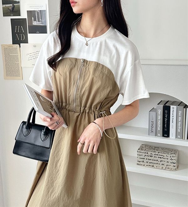 GeeRA（ジーラ）の「ハーフジップビスチェドッキングワンピース（その他ワンピース）」｜詳細画像