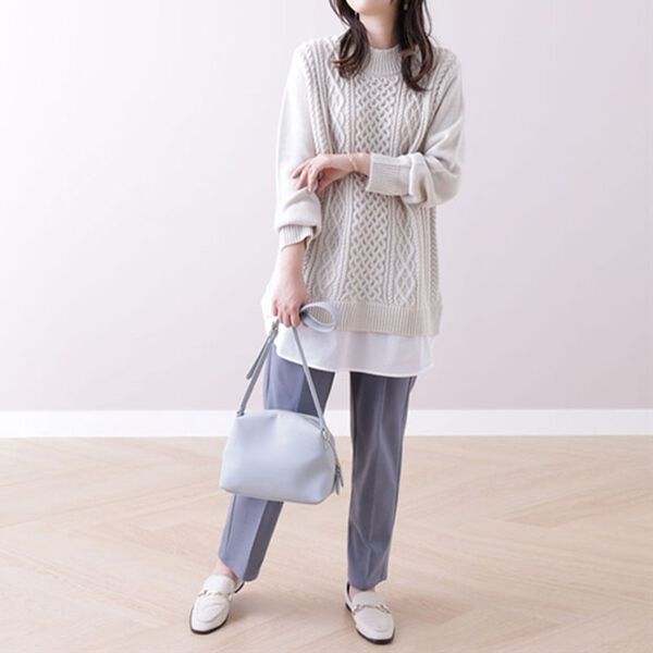 BELLUNA（ベルーナ）の「ケーブル柄布帛切替チュニック（チュニック）」｜詳細画像