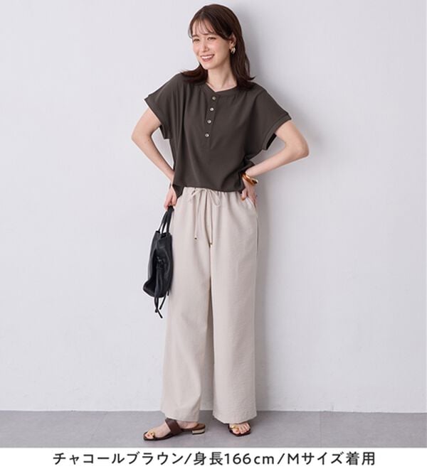 Viola e Viola（ヴィオラ エ ヴィオラ）の「さらさらＥＡＳＹ　前後２ＷＡＹヘンリーネックＴブラウス（ブラウス）」｜詳細画像