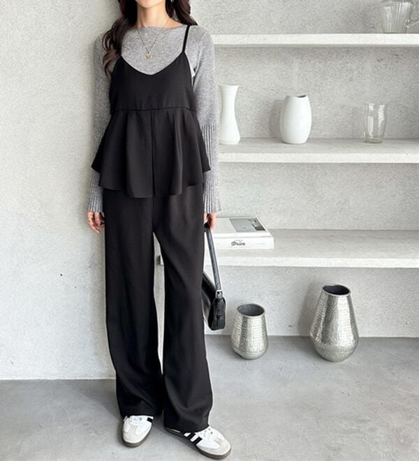 GeeRA（ジーラ）の「セットアップ風プリーツビスチェキャミサロペ（オールインワン）」｜詳細画像