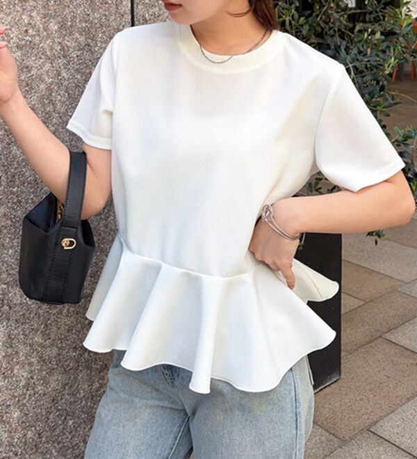 RANAN（ラナン）の「【ひんやり・ＵＶ】異素材切替ペプラムプルオーバー（カットソー）」｜詳細画像