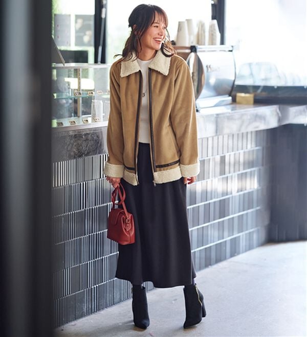 BELLUNA（ベルーナ）の「防風ベロア素材ミドル丈コート（ブルゾン）」｜詳細画像