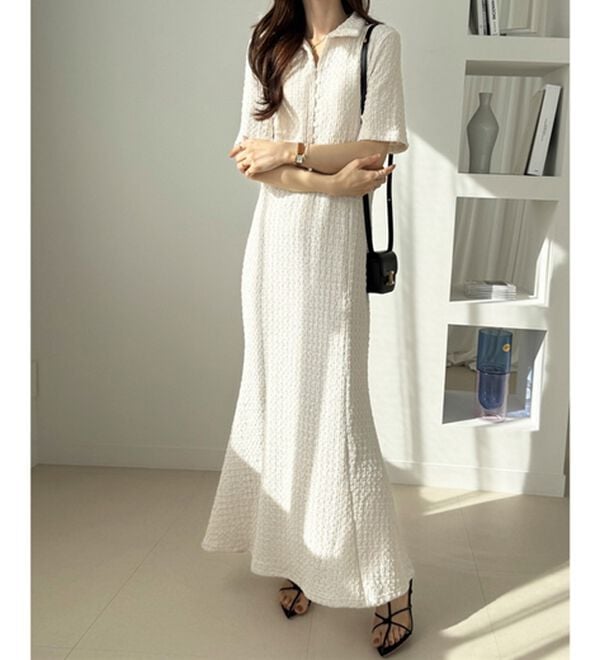 GeeRA（ジーラ）の「全骨格細見え！表面感素材マーメイドワンピース（その他ワンピース）」｜詳細画像