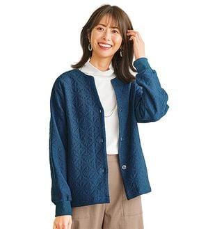 BELLUNA（ベルーナ）の「幾何柄ジャカード素材カーディガン（その他カーディガン）」｜ターコイズ