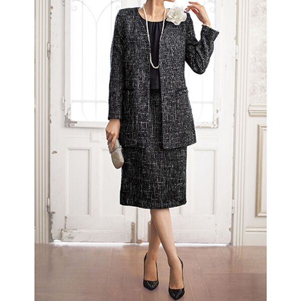 BELLUNA（ベルーナ）の「【２点セット】ロング丈ファンシージャケットワンピースアンサンブル（ワンピースセットスーツ）」｜詳細画像