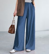 Viola e Viola（ヴィオラ エ ヴィオラ）の「【５つの機能付】丈切れる！楽ちんジャカードパンツ（ワイドパンツ・ガウチョ）」