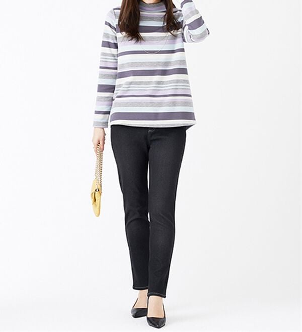 BELLUNA（ベルーナ）の「裏ベロアストレッチデニムパンツ（フルレングスパンツ）」｜詳細画像