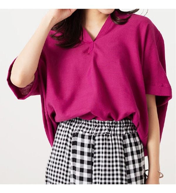 BELLUNA（ベルーナ）の「機能付リネン混スキッパーデザインシャツ（シャツ）」｜詳細画像