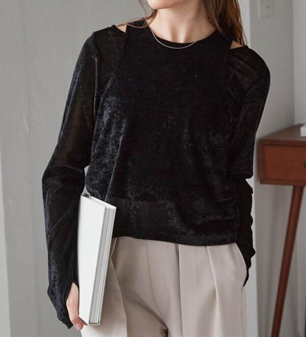 RANAN（ラナン）の「２ＷＡＹレイヤードシアーベロアトップス（カットソー）」｜詳細画像