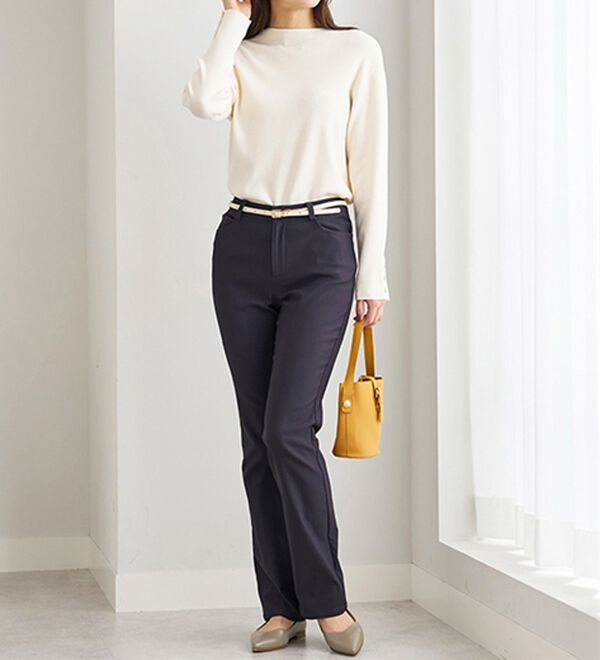 BELLUNA（ベルーナ）の「【選べる裏起毛】静電気防止！ヘリンボーンブーツカットパンツ（フルレングスパンツ）」｜詳細画像