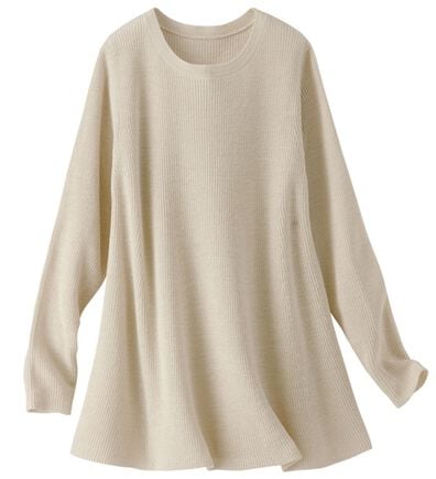 BELLUNA（ベルーナ）の「ラメ入りあぜ編フレアーニットチュニック（ニット・セーター）」