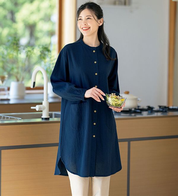 ルフラン（ルフラン）の「【３色組】綿１００％ワッシャー加工のおうちシャツ（パジャマ・ルームウェア）」｜詳細画像