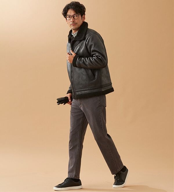 「裏ボアレザー調ジャケット（メンズジャケット）」｜詳細画像