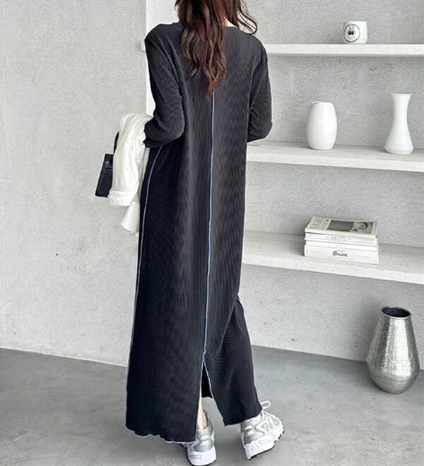 GeeRA（ジーラ）の「全骨格対応！配色プリーツワンピース（カットソーワンピース）」｜詳細画像