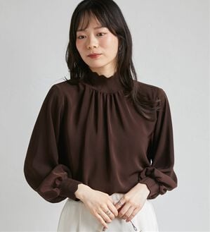 RANAN（ラナン）の「スカラップリブニット使いブラウス（ブラウス）」｜ブラウン