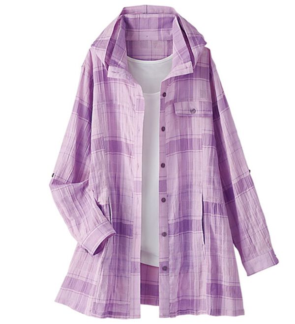 BELLUNA（ベルーナ）の「シャーリングドビー素材日差し対策パーカー（パーカー）」｜ラベンダー系