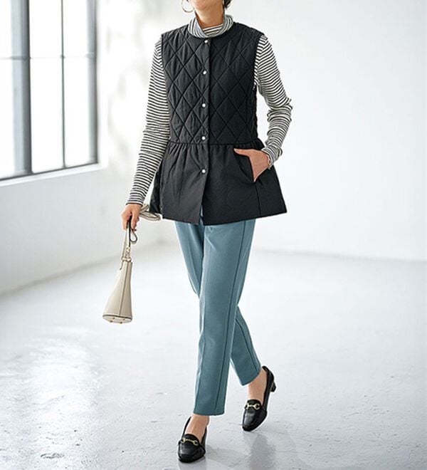 BELLUNA（ベルーナ）の「裏起毛ジョーゼット素材テーパードパンツ（テーパードパンツ）」｜詳細画像