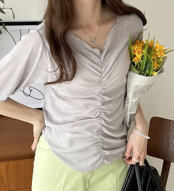 GeeRA（ジーラ）の「Ｖネックシャーリングカットソー（カットソー）」｜詳細画像