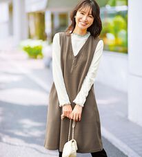 BELLUNA（ベルーナ）の「ボーダージャカード素材ジャンパースカート（ジャンパースカート）」