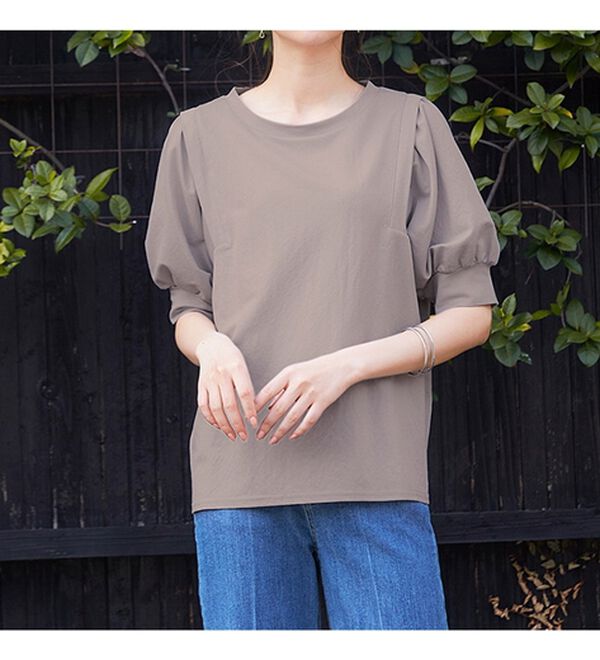 RANAN（ラナン）の「ひんやり！ボリューム袖きれい見えカットソー（カットソー）」｜詳細画像