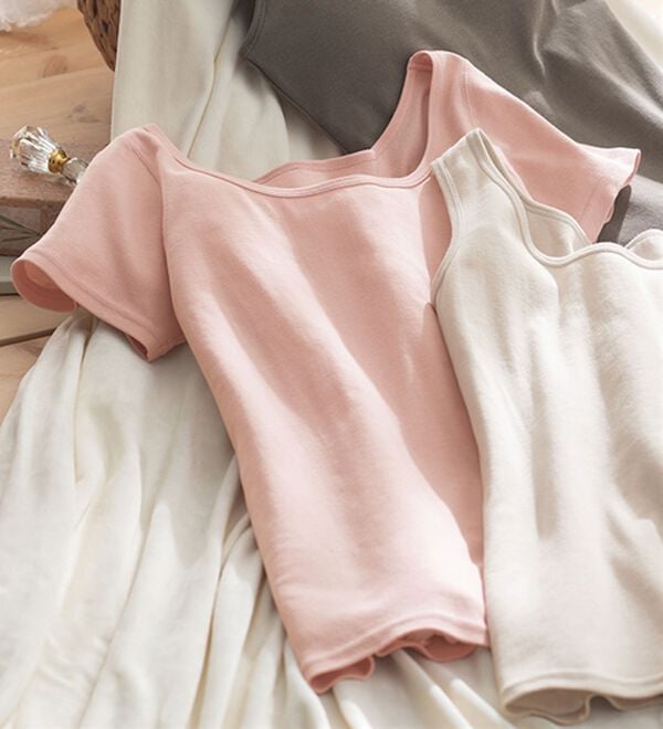 「素肌よろこぶオーガニックコットンフレンチ袖（肌着・インナーウェア）」｜詳細画像