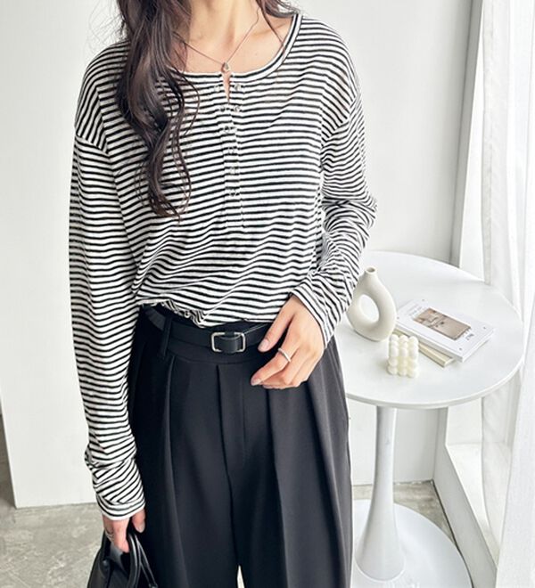 GeeRA（ジーラ）の「前後２ＷＡＹシアースラブヘンリーネックカットソー（カットソー）」｜詳細画像