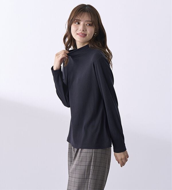 BELLUNA（ベルーナ）の「綿混リブハイネックプルオーバー（カットソー）」｜詳細画像