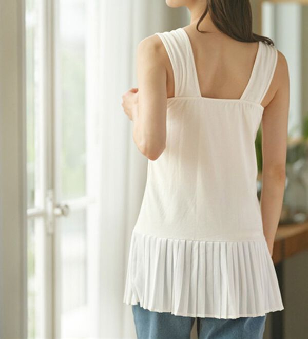 YU'NOW（ユナウ）の「【抗菌防臭】【吸水速乾】ブラ紐隠しの優秀プリーツワンピース（肌着・インナーウェア）」｜詳細画像